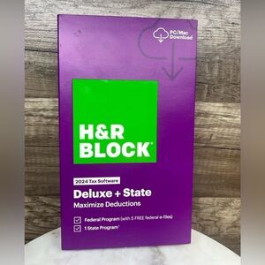 H&R Block Tax Software Deluxe + State 2024 PC/Mac New/Sealed